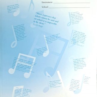 Light blue Music Folder with images of music notes and inspirational quotes.