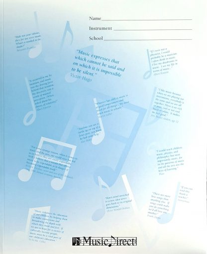 Light blue Music Folder with images of music notes and inspirational quotes.